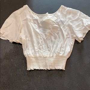 White linen crop top